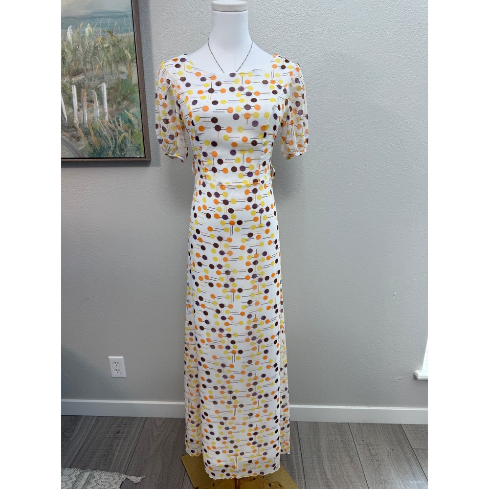 Handmade Vintage Style Geometric Print Maxi Dress